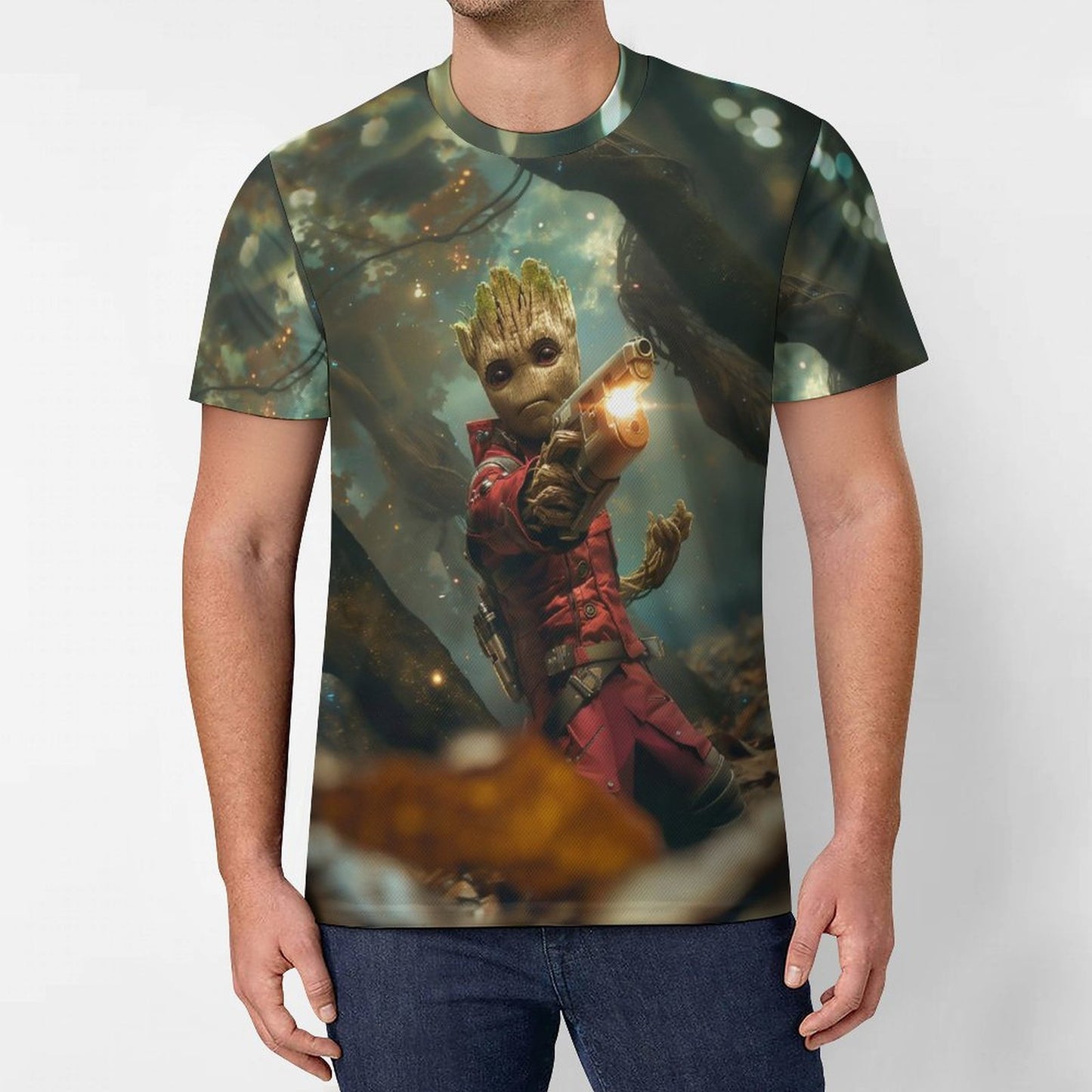 GROOT AS STARLORD 120gsm Short Sleeve All Over Print T-Shirt OMDT01 (All-Over Printing)